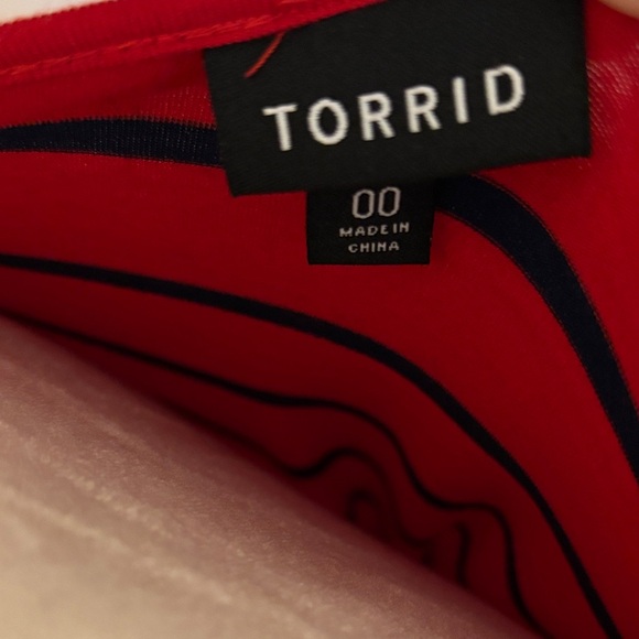 Torrid Red and Black Striped Midi Dress - Picture 2 of 4